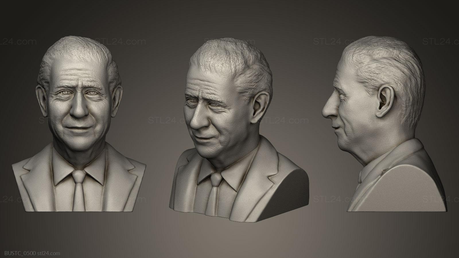 Бюсты и барельефы известных личностей (Принц Чарльз, BUSTC_0500) 3D модель для ЧПУ станка
